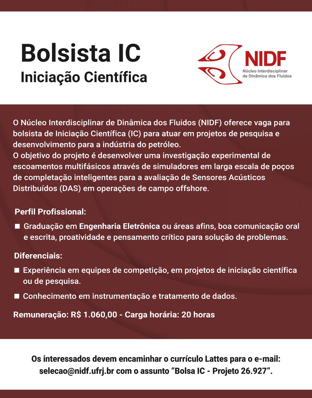 Bolsista IC – Engenharia Eletrônica – Projeto 26.927